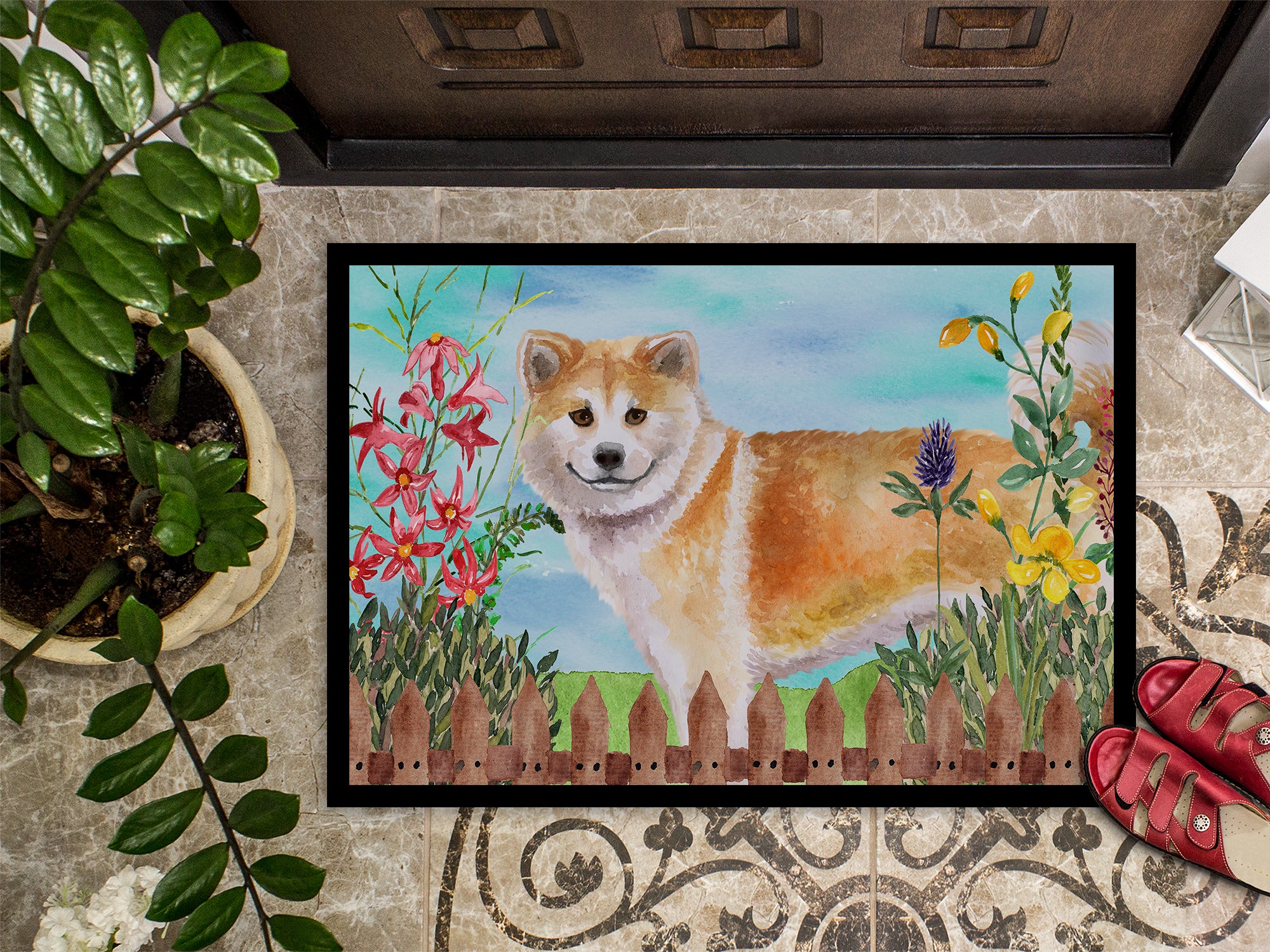 Shiba Inu Spring Indoor or Outdoor Mat 18x27 CK1240MAT - the-store.com