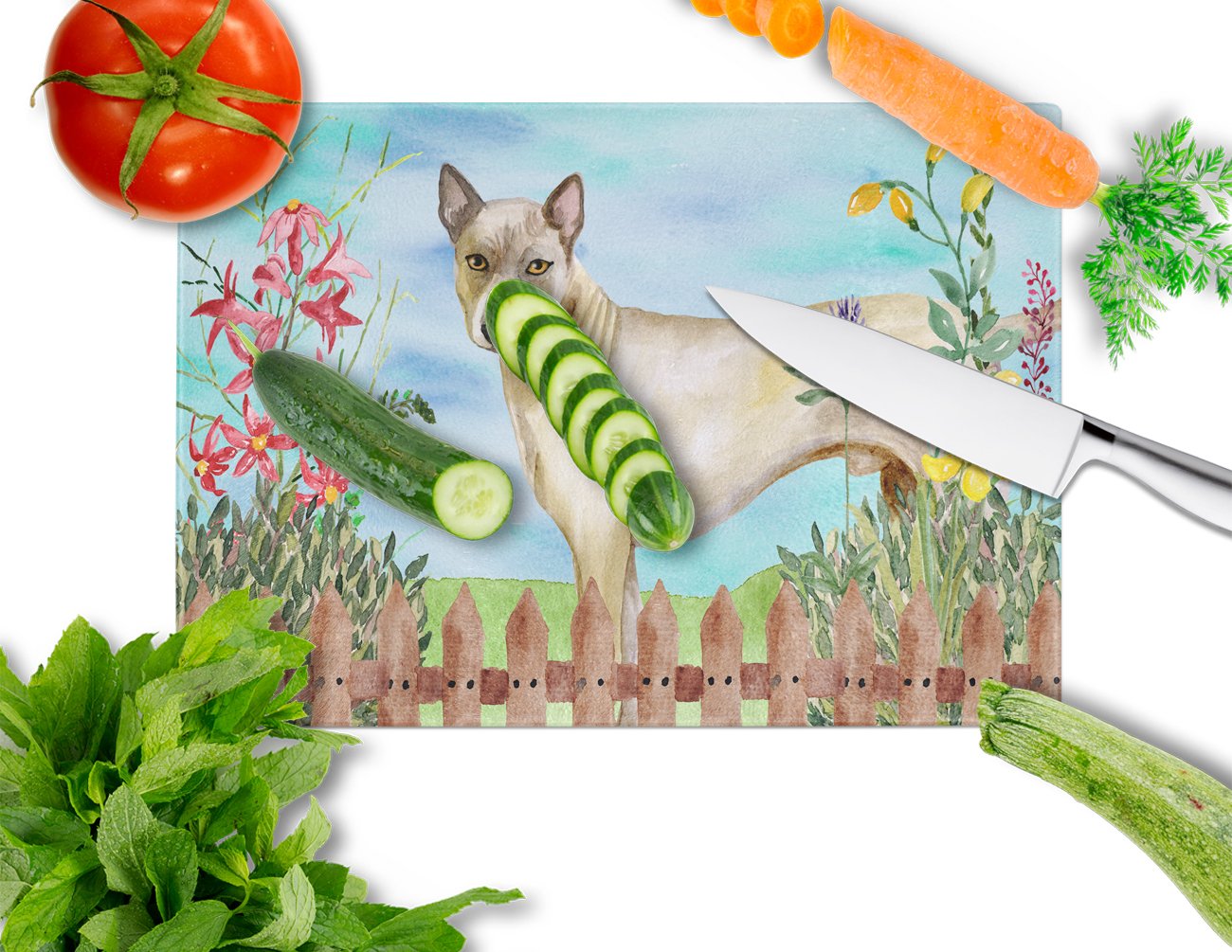 Thai Ridgeback Spring Glass Cutting Board Large CK1242LCB by Caroline's Treasures