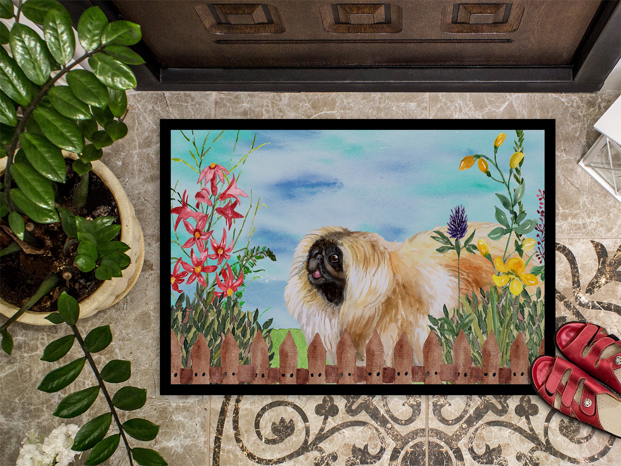 Pekingese Spring Indoor or Outdoor Mat 18x27 CK1243MAT - the-store.com