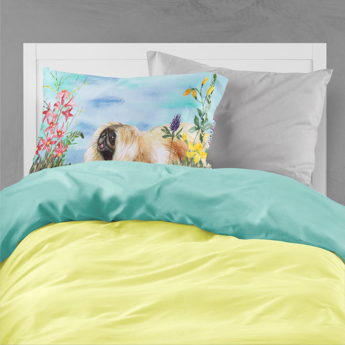 Pekingese Spring Fabric Standard Pillowcase CK1243PILLOWCASE by Caroline's Treasures