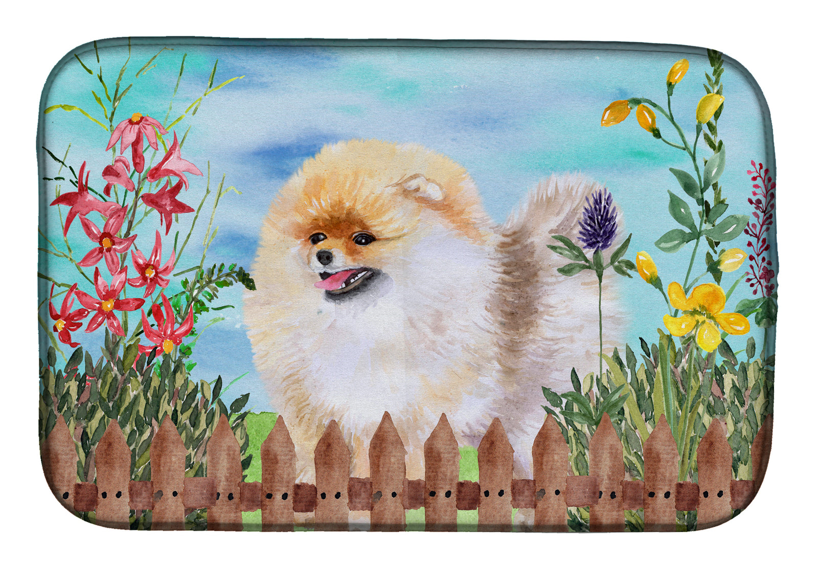 Pomeranian Spring Dish Drying Mat CK1244DDM  the-store.com.