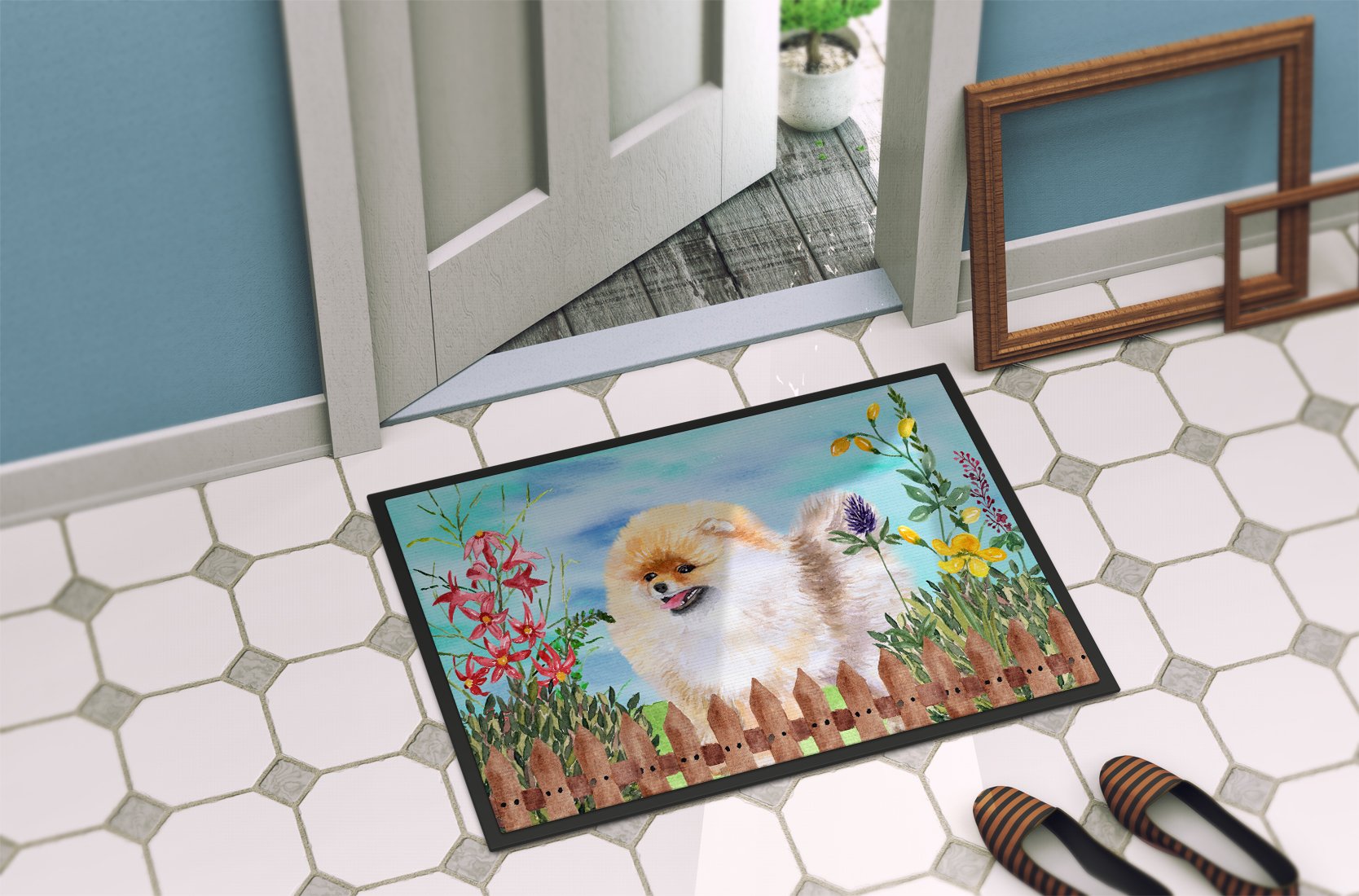 Pomeranian Spring Indoor or Outdoor Mat 24x36 CK1244JMAT by Caroline's Treasures