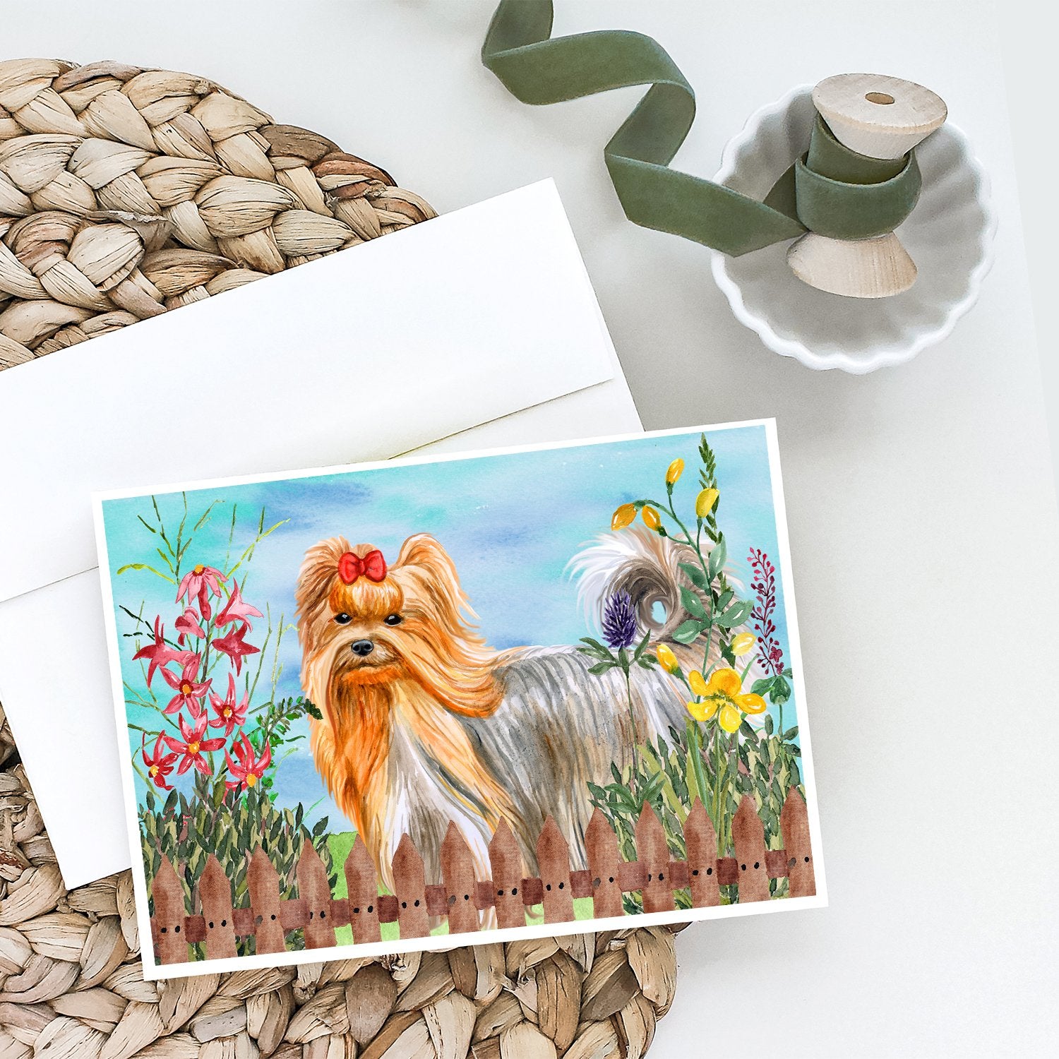 Yorkshire Terrier Spring Greeting Cards and Envelopes Pack of 8 - the-store.com