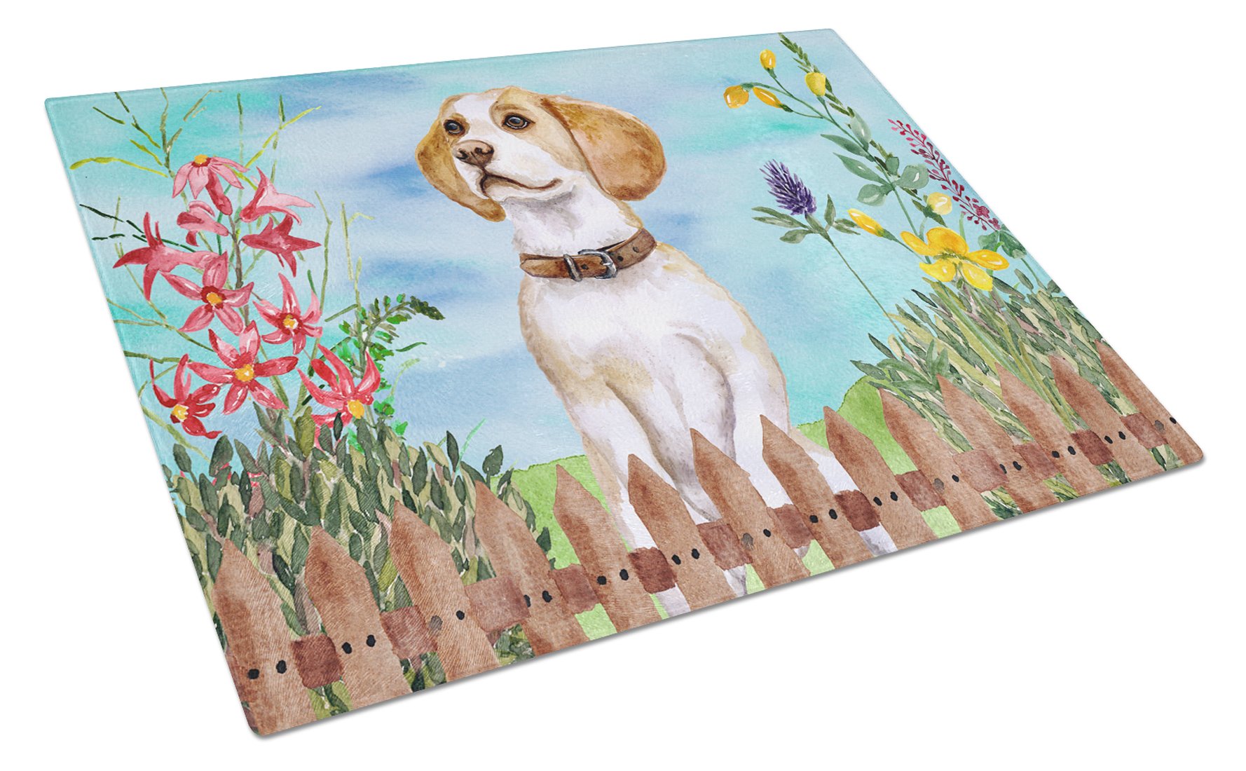 Beagle Spring Glass Cutting Board Large CK1248LCB by Caroline's Treasures