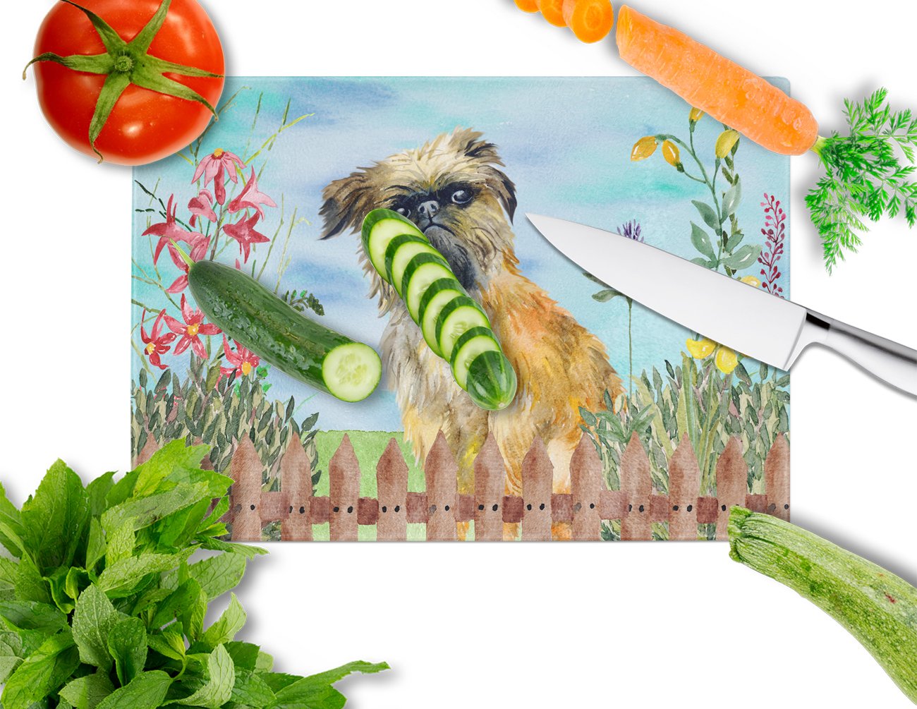 Brussels Griffon Spring Glass Cutting Board Large CK1249LCB by Caroline's Treasures