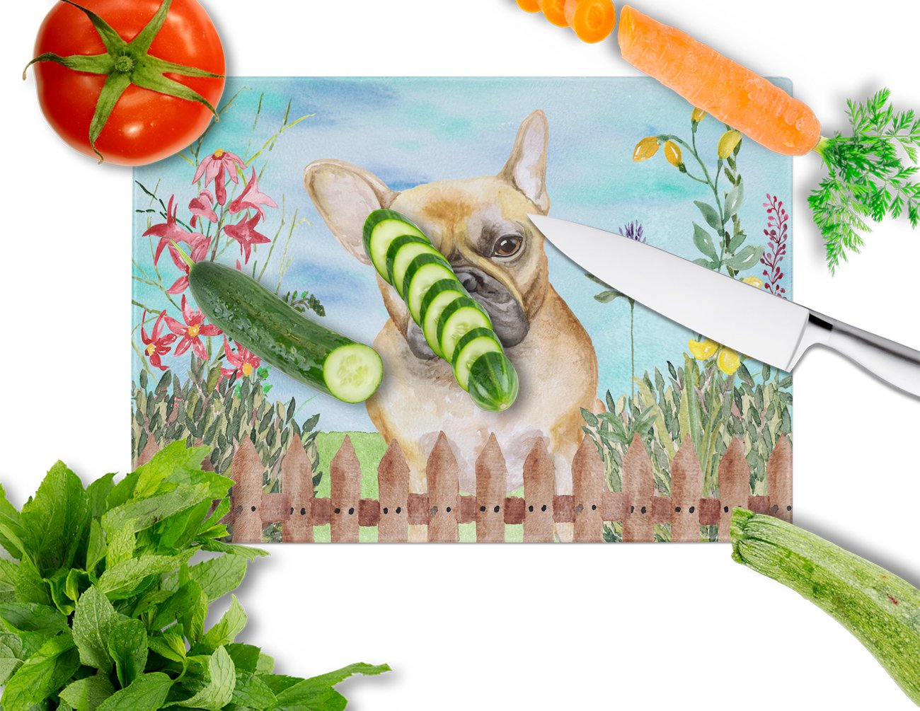 French Bulldog Spring Glass Cutting Board Large CK1250LCB by Caroline's Treasures