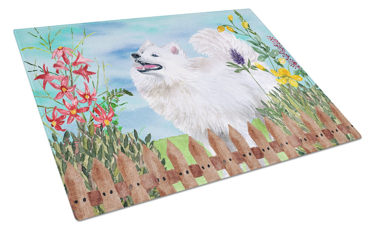 Samoyed Spring Glass Cutting Board Large CK1253LCB by Caroline&#39;s Treasures