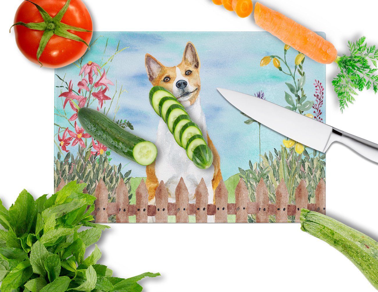 Basenji Spring Glass Cutting Board Large CK1254LCB by Caroline's Treasures