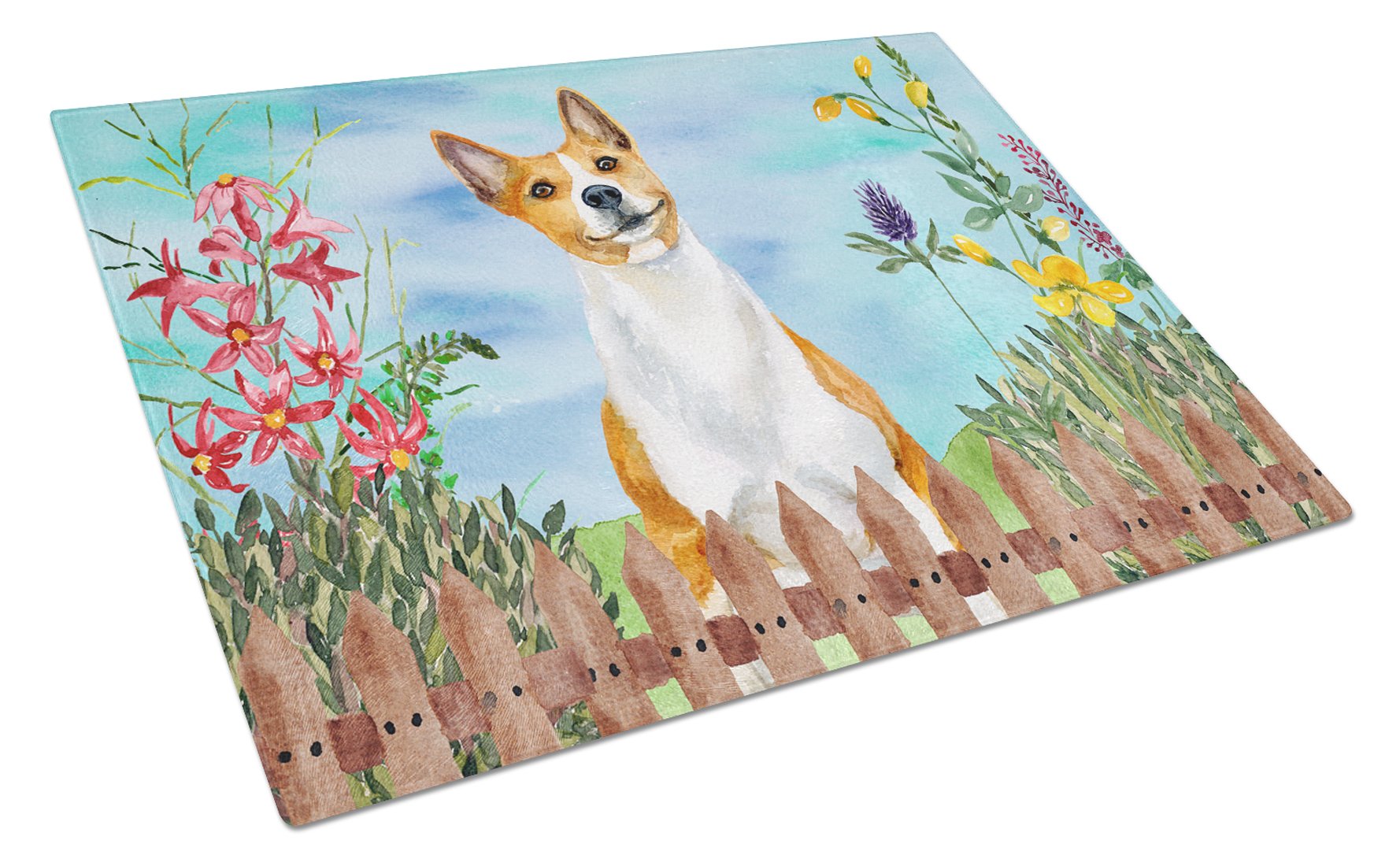 Basenji Spring Glass Cutting Board Large CK1254LCB by Caroline's Treasures