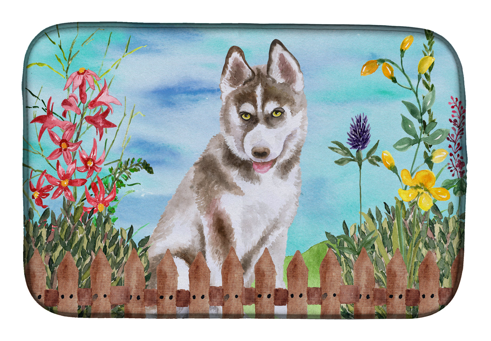 Siberian Husky Grey Spring Dish Drying Mat CK1258DDM  the-store.com.