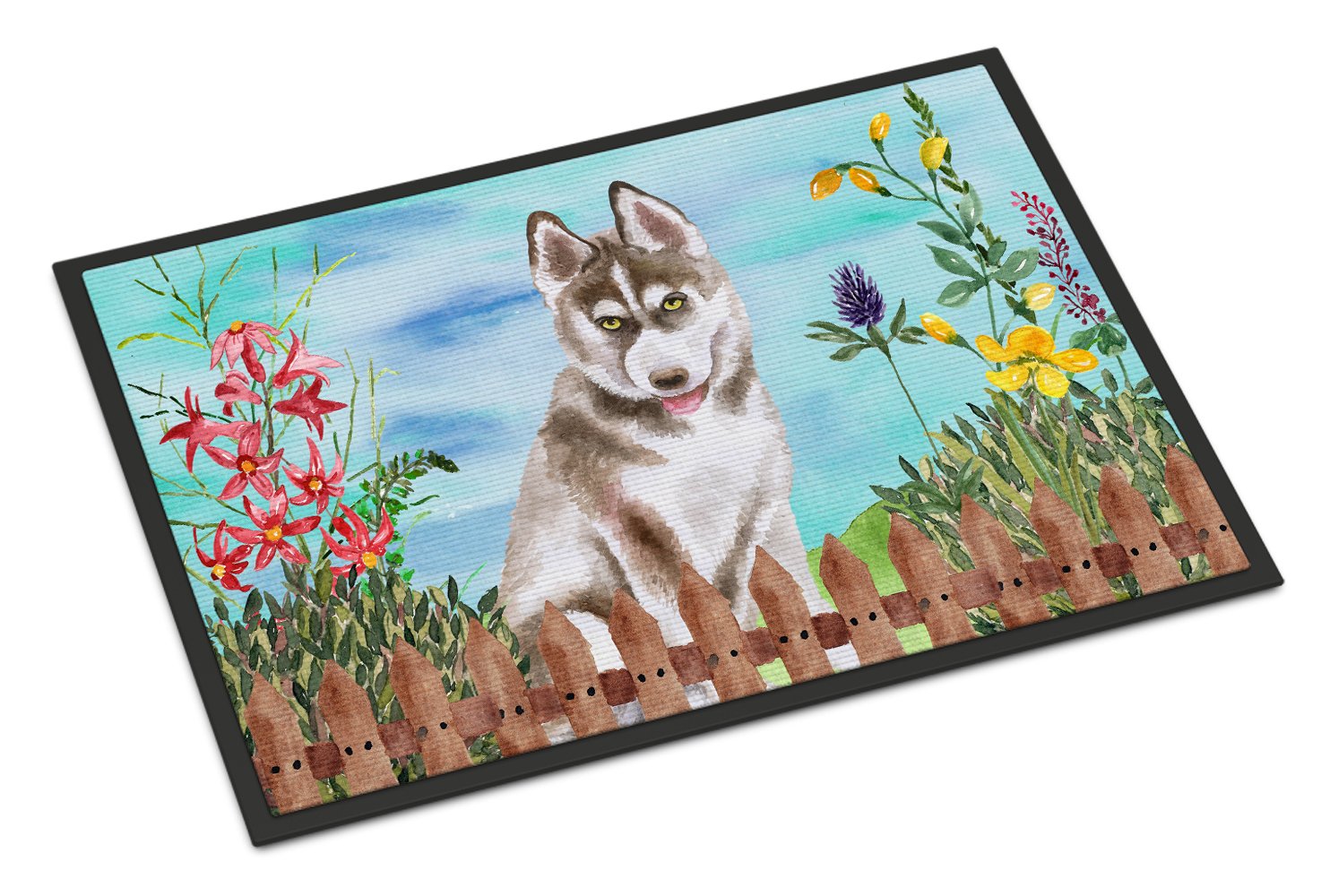 Siberian Husky Grey Spring Indoor or Outdoor Mat 24x36 CK1258JMAT by Caroline's Treasures