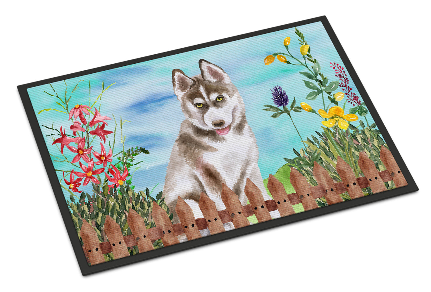 Siberian Husky Grey Spring Indoor or Outdoor Mat 18x27 CK1258MAT - the-store.com