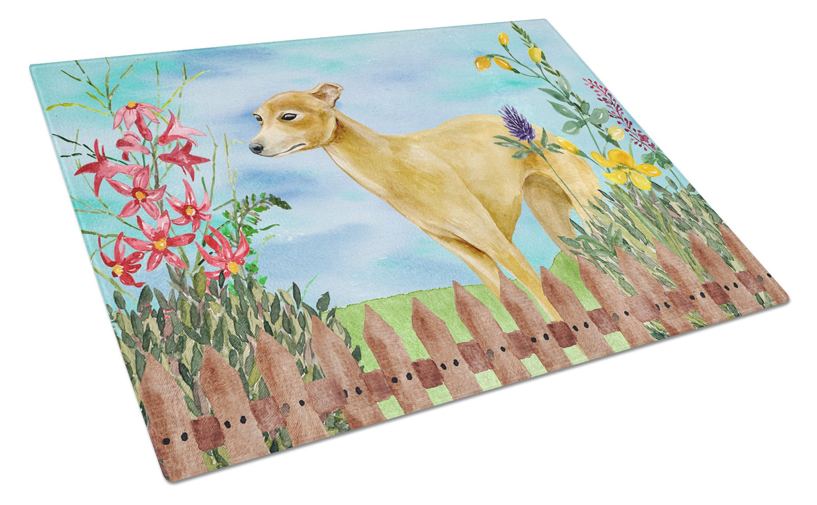 Italian Greyhound Spring Glass Cutting Board Large CK1260LCB by Caroline's Treasures