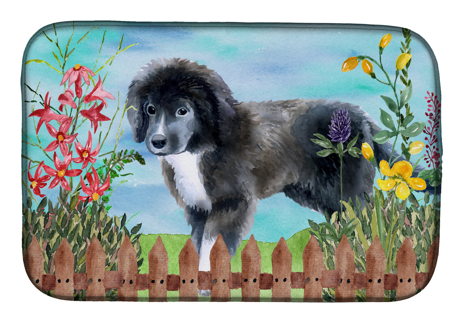 Newfoundland Puppy Spring Dish Drying Mat CK1261DDM  the-store.com.