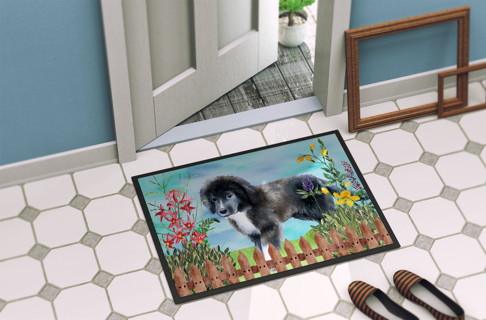 Newfoundland Puppy Spring Indoor or Outdoor Mat 24x36 CK1261JMAT by Caroline's Treasures