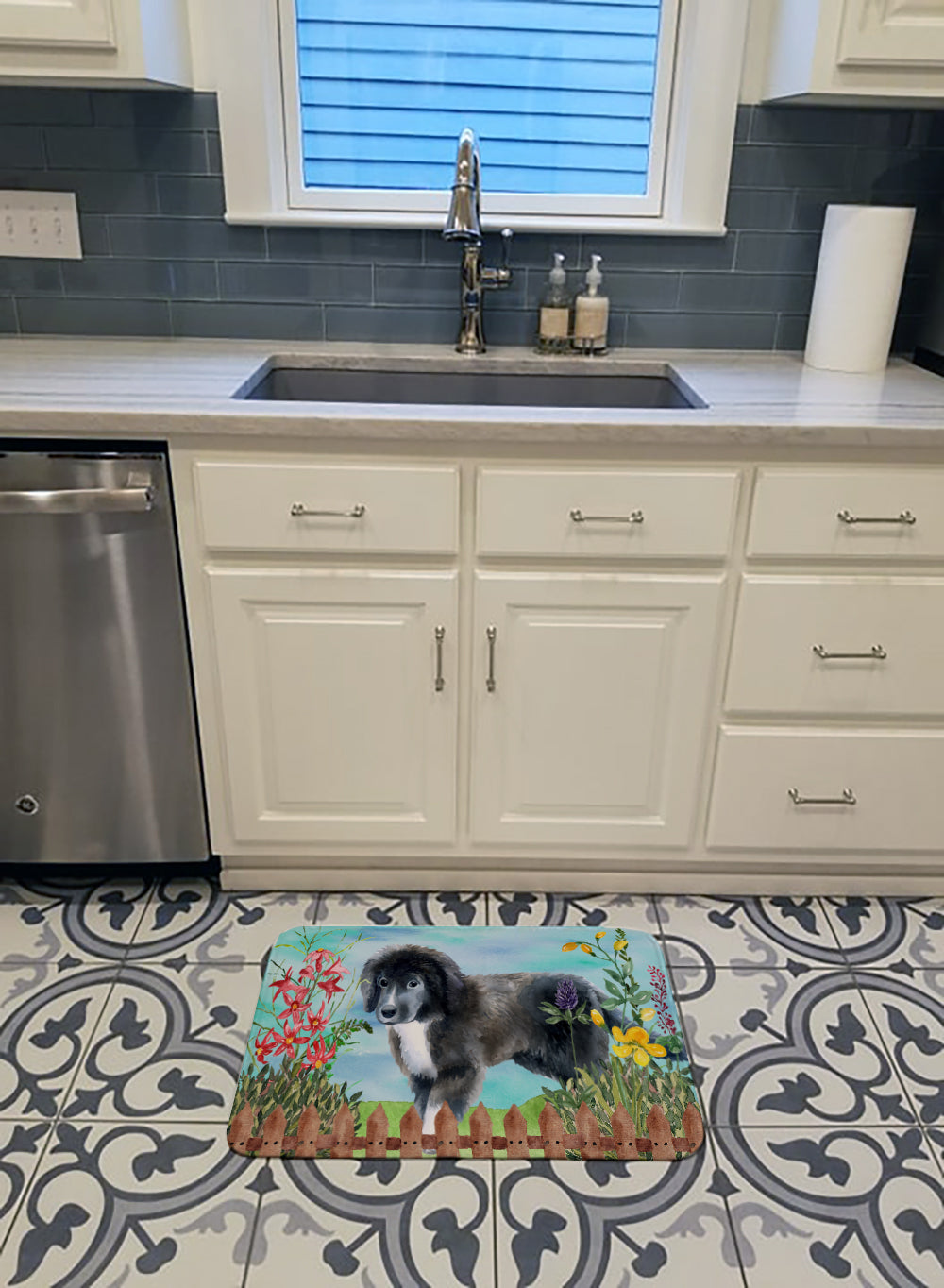 Newfoundland Puppy Spring Machine Washable Memory Foam Mat CK1261RUG - the-store.com