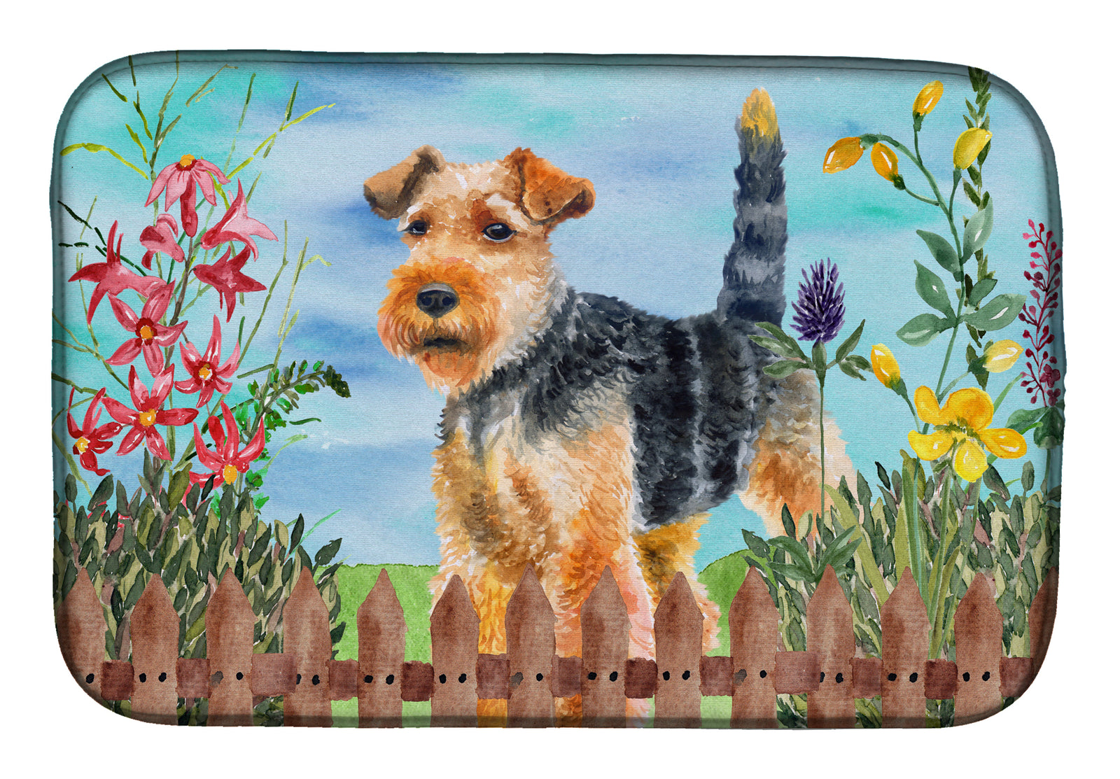 Welsh Terrier Spring Dish Drying Mat CK1262DDM  the-store.com.