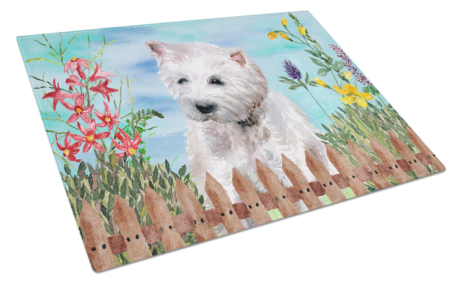 Westie Spring Glass Cutting Board Large CK1263LCB by Caroline's Treasures