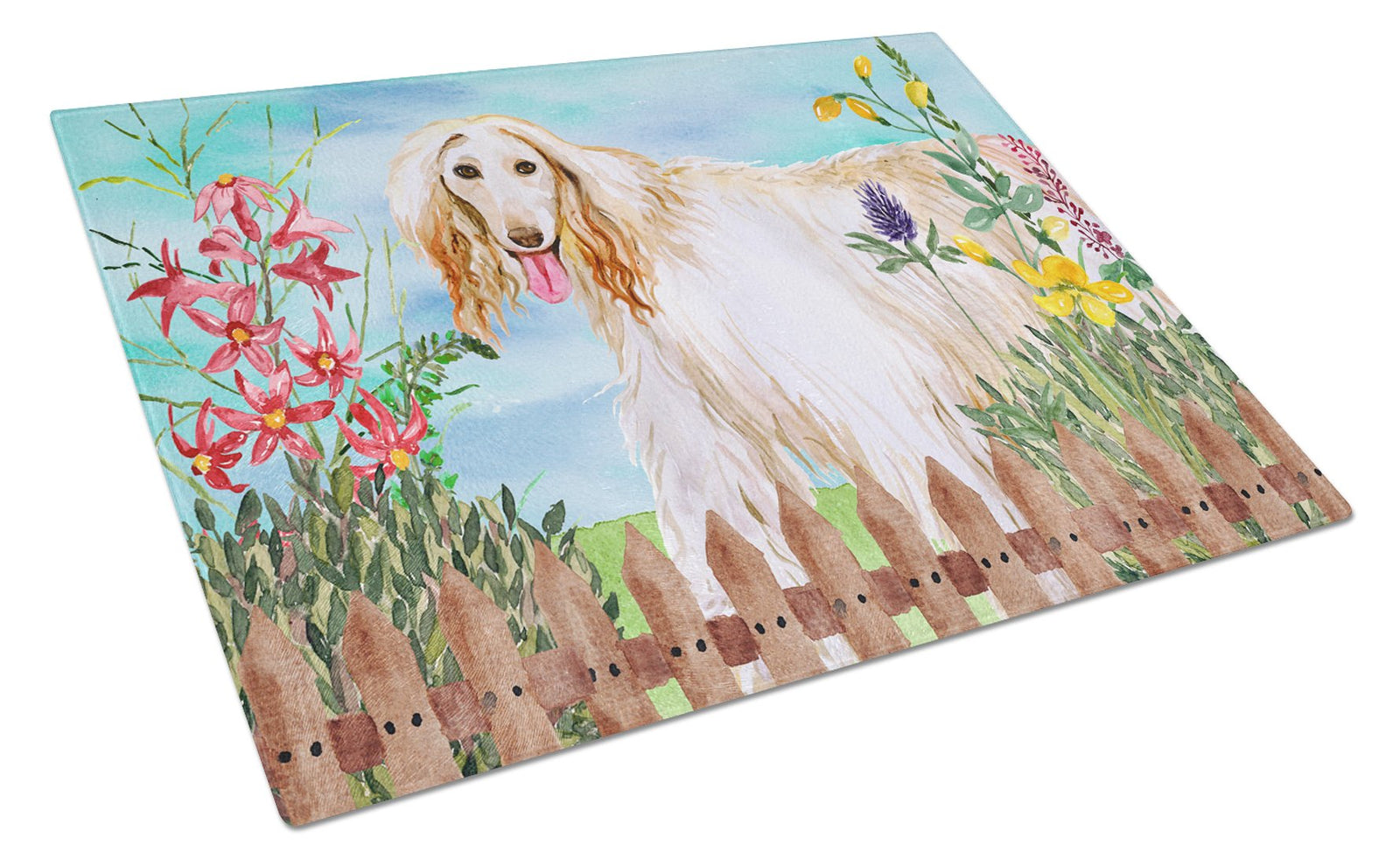 Afghan Hound Spring Glass Cutting Board Large CK1264LCB by Caroline's Treasures