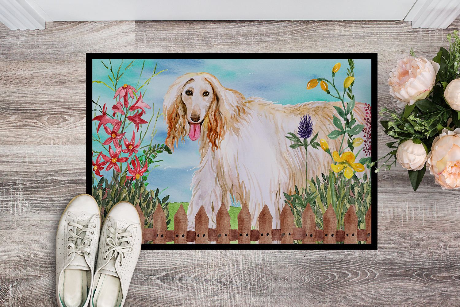 Afghan Hound Spring Indoor or Outdoor Mat 18x27 CK1264MAT - the-store.com