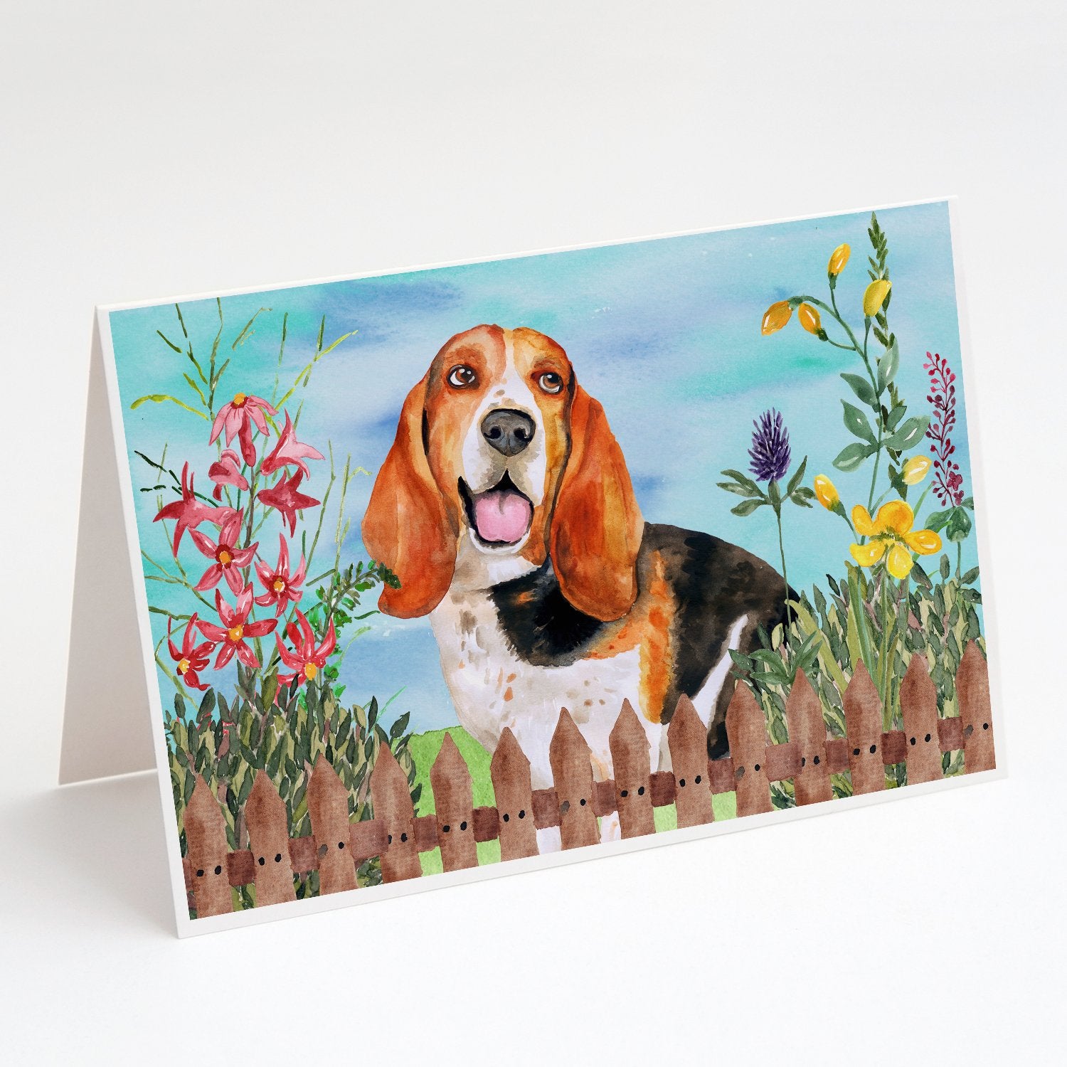 Buy this Basset Hound Spring Greeting Cards and Envelopes Pack of 8