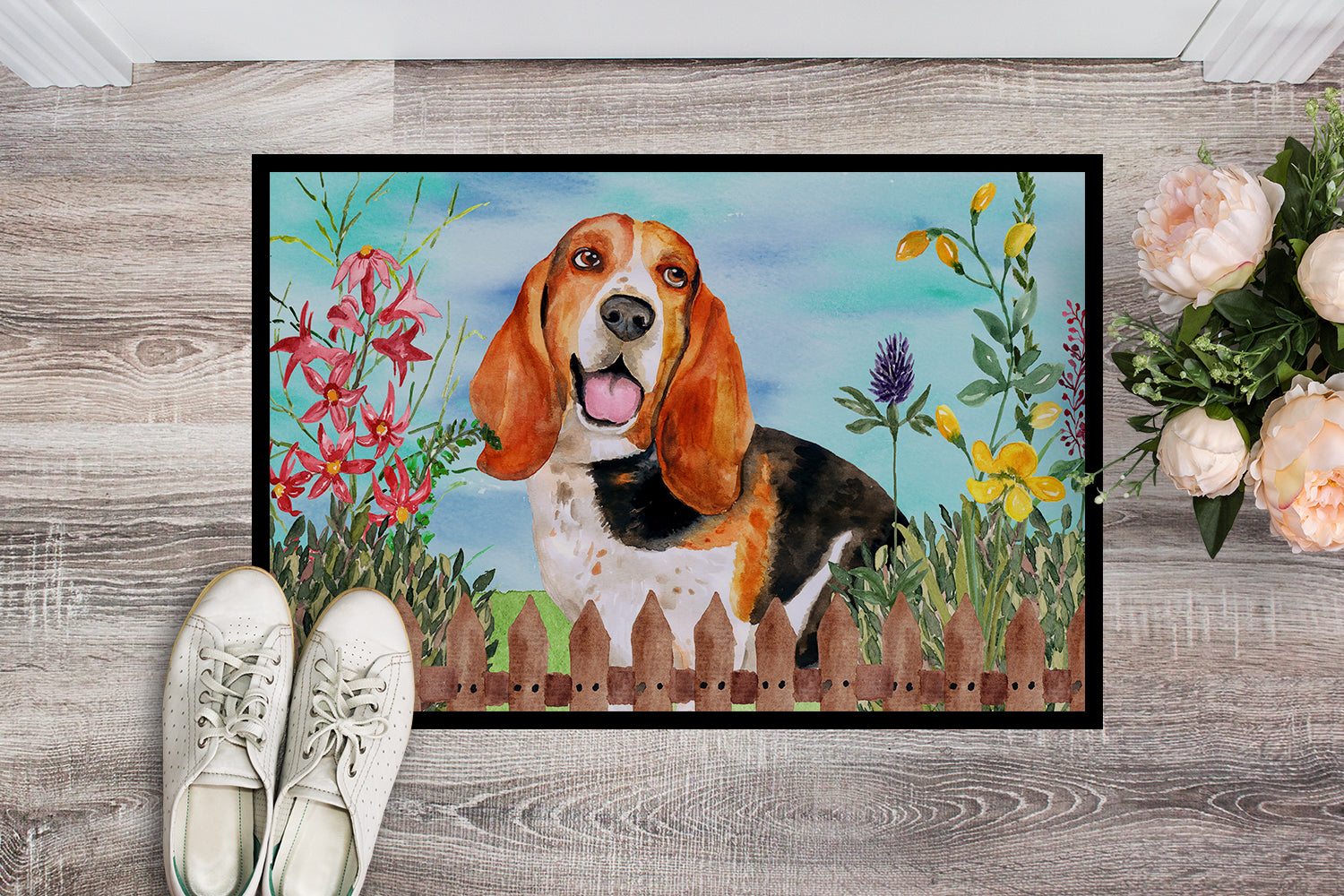 Basset Hound Spring Indoor or Outdoor Mat 18x27 CK1266MAT - the-store.com