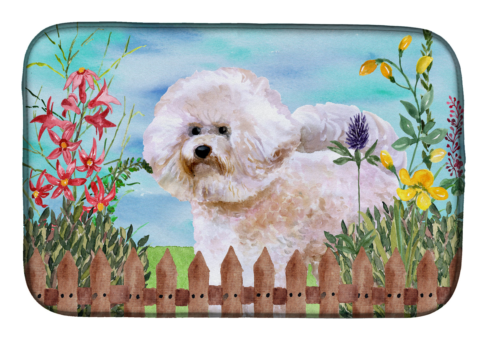 Bichon Frise #2 Spring Dish Drying Mat CK1267DDM  the-store.com.