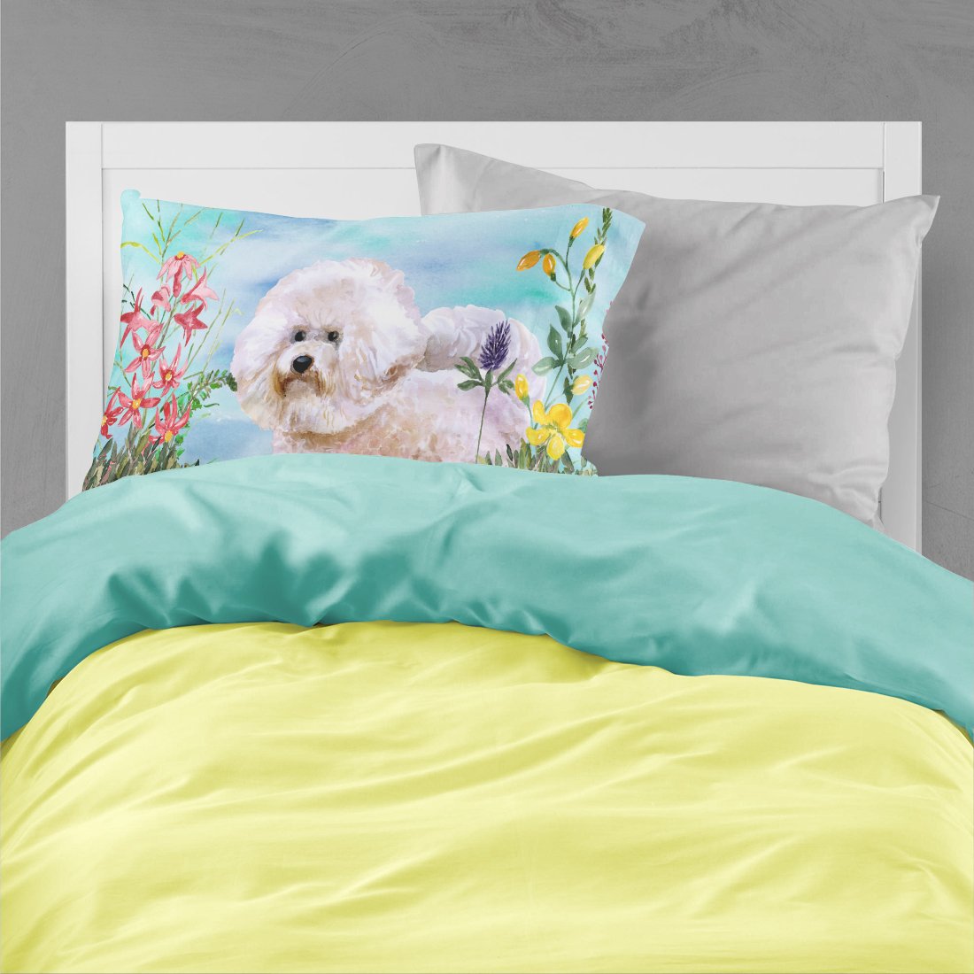 Bichon Frise #2 Spring Fabric Standard Pillowcase CK1267PILLOWCASE by Caroline's Treasures