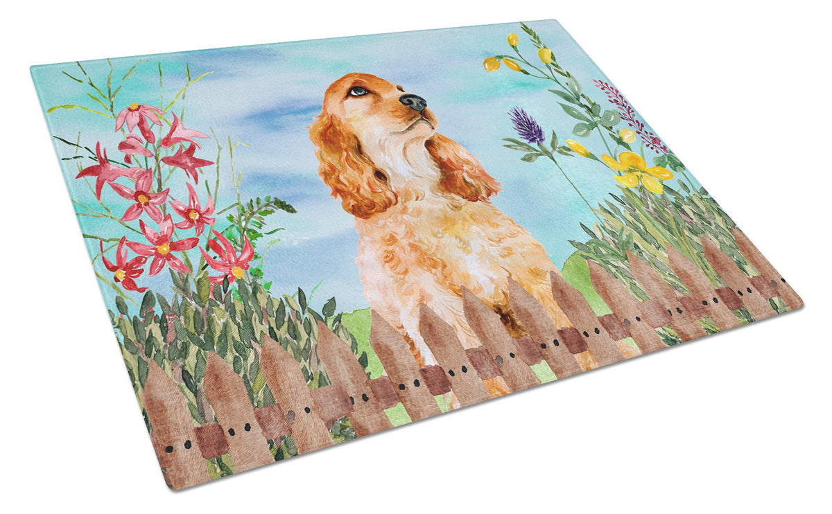 Cocker Spaniel Spring Glass Cutting Board Large CK1268LCB by Caroline&#39;s Treasures