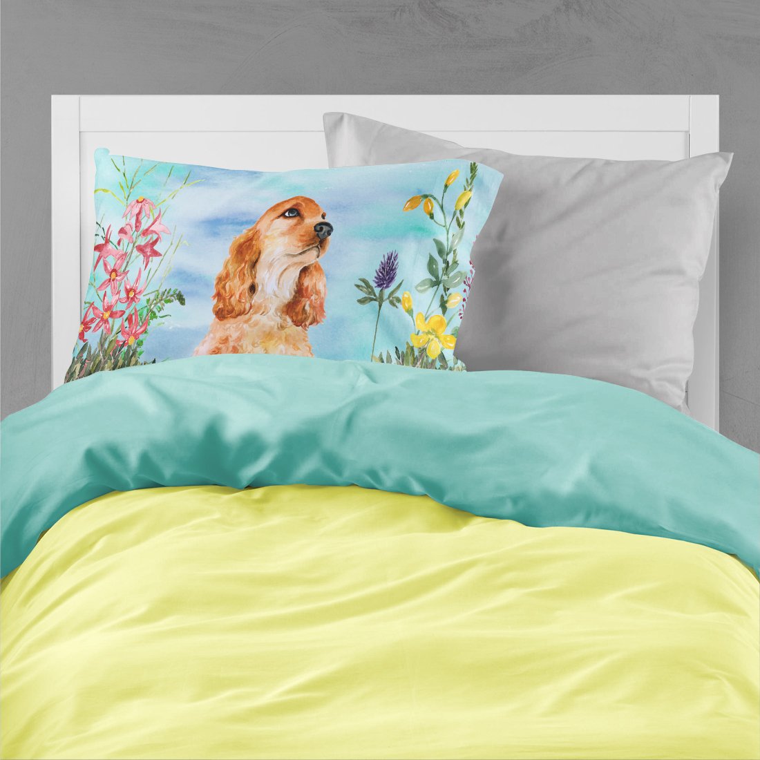 Cocker Spaniel Spring Fabric Standard Pillowcase CK1268PILLOWCASE by Caroline's Treasures