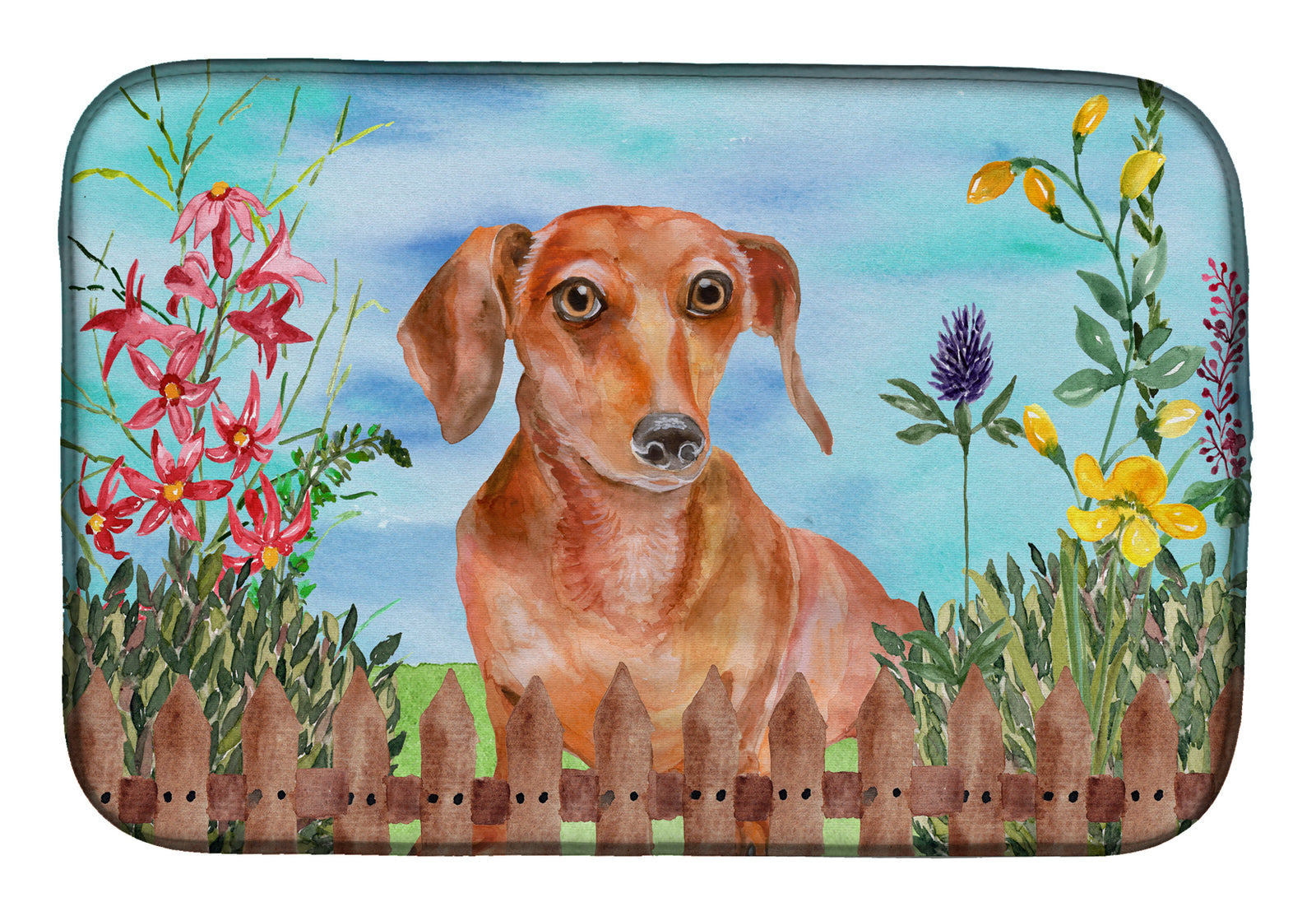 Red Dachshund Spring Dish Drying Mat CK1269DDM  the-store.com.