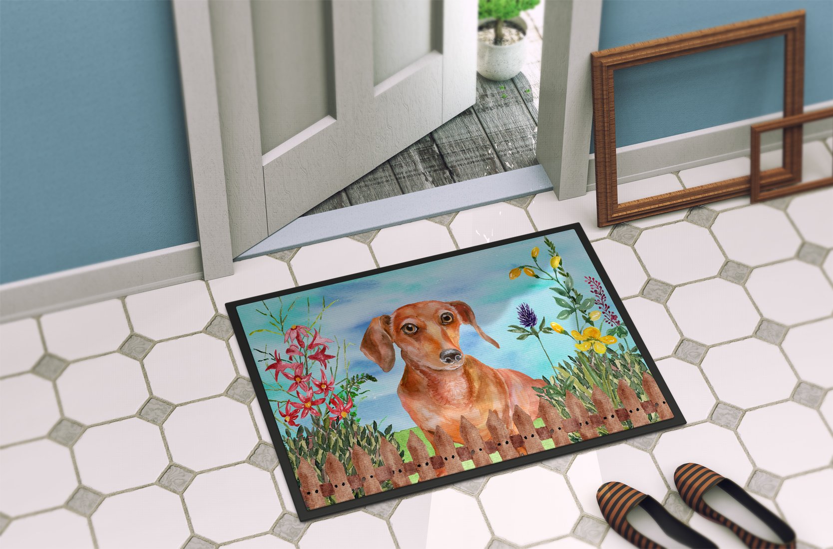 Red Dachshund Spring Indoor or Outdoor Mat 24x36 CK1269JMAT by Caroline's Treasures