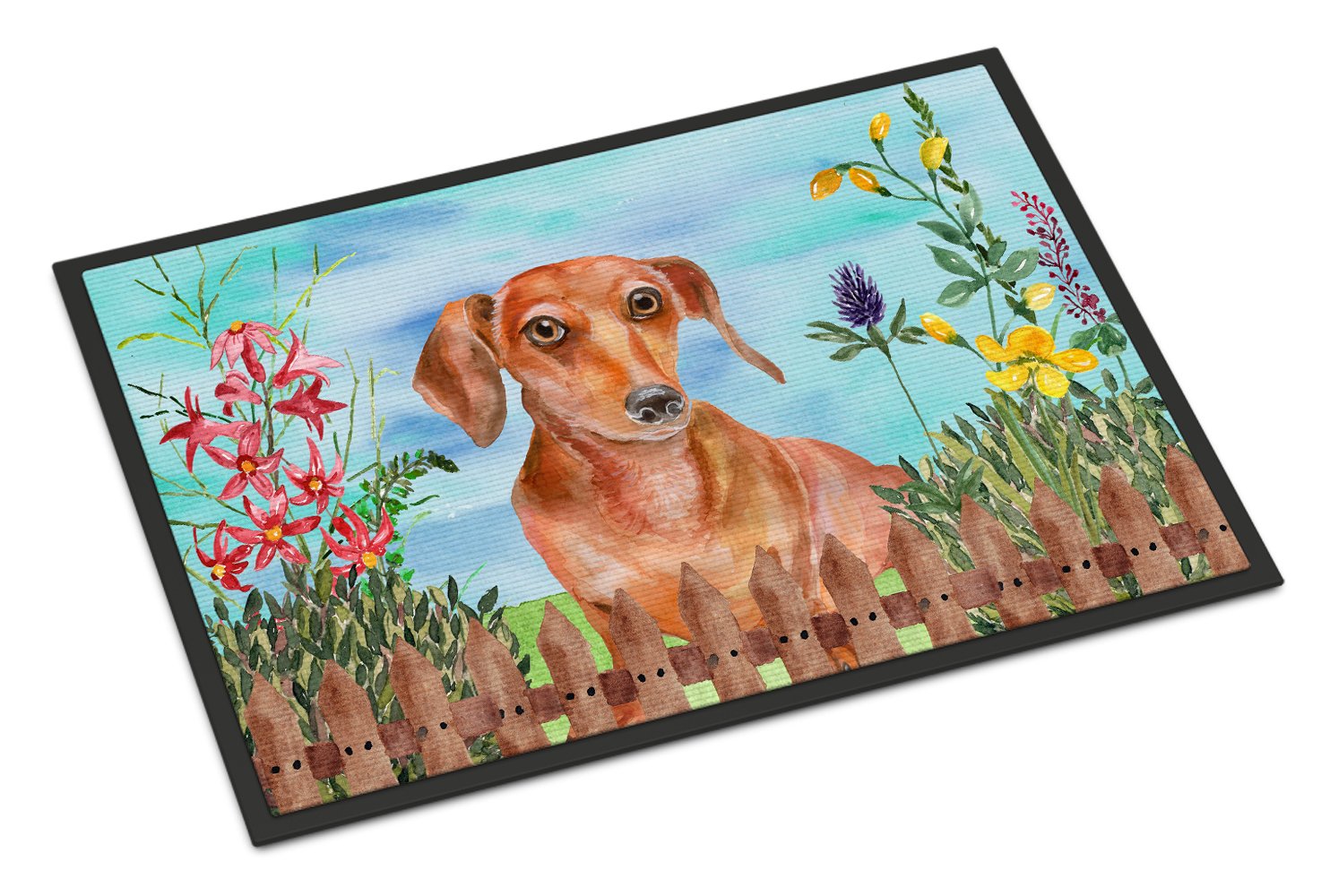 Red Dachshund Spring Indoor or Outdoor Mat 24x36 CK1269JMAT by Caroline's Treasures