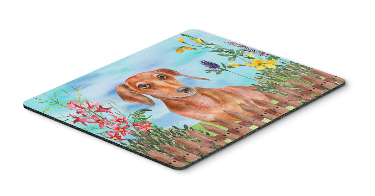 Red Dachshund Spring Mouse Pad, Hot Pad or Trivet CK1269MP by Caroline&#39;s Treasures