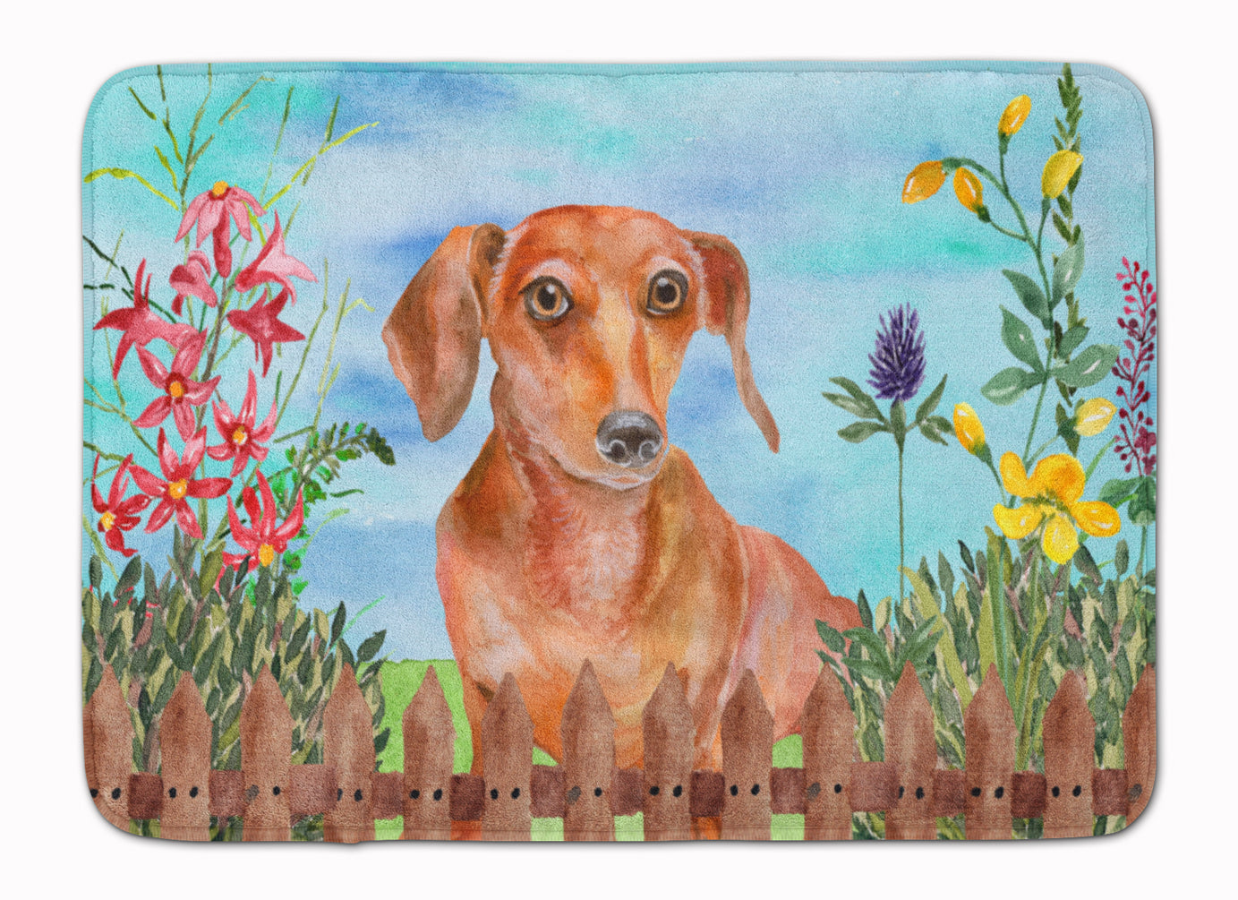 Red Dachshund Spring Machine Washable Memory Foam Mat CK1269RUG - the-store.com