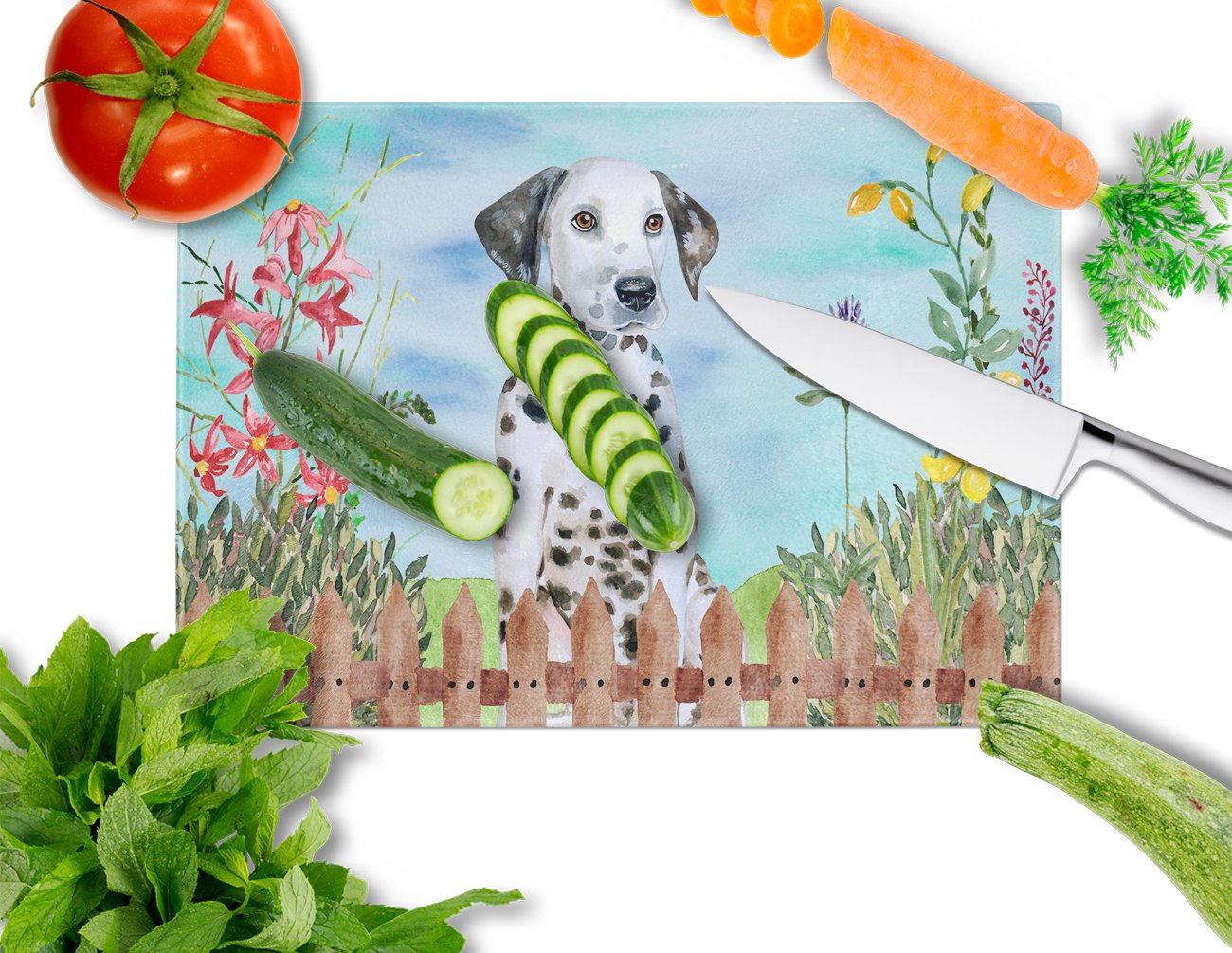 Dalmatian Puppy Spring Glass Cutting Board Large CK1270LCB by Caroline's Treasures