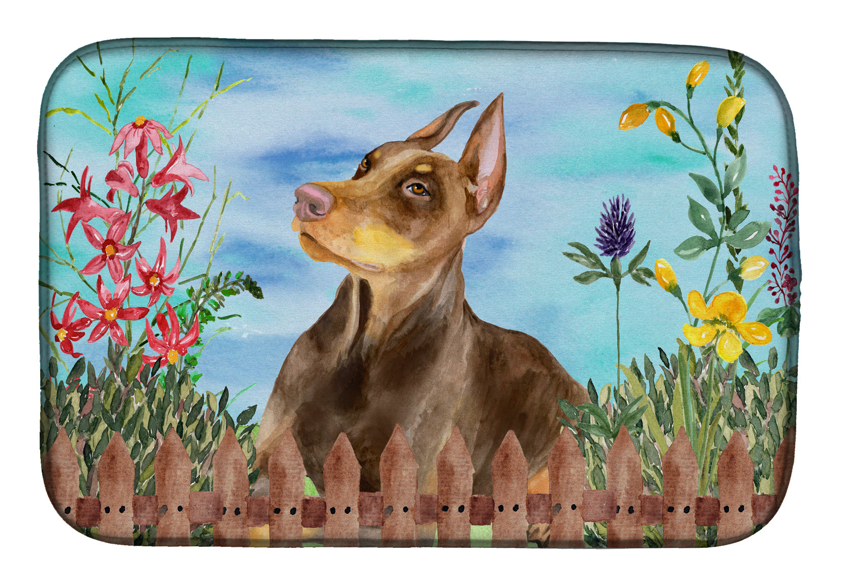 Doberman Pinscher Spring Dish Drying Mat CK1271DDM  the-store.com.