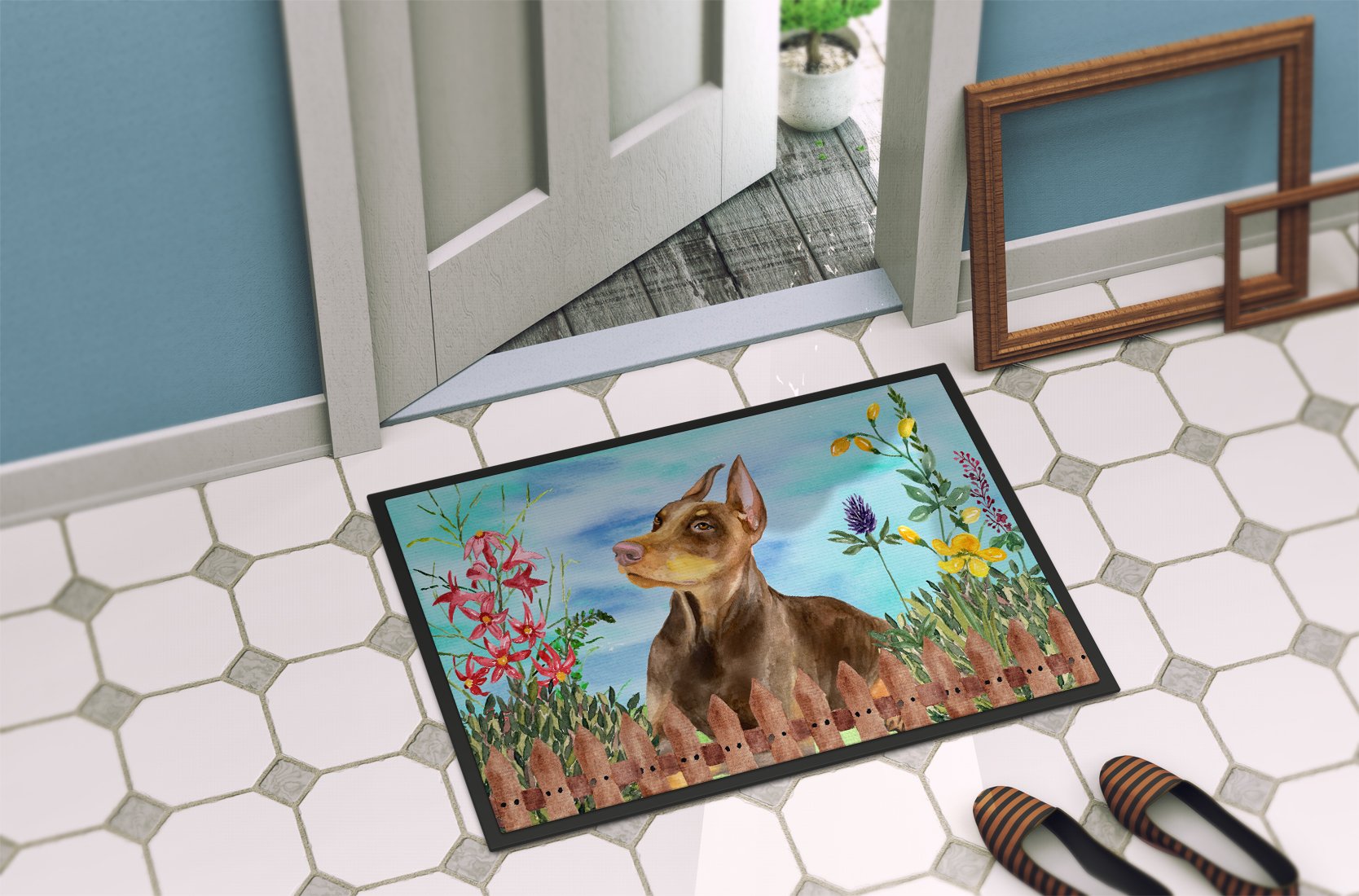 Doberman Pinscher Spring Indoor or Outdoor Mat 24x36 CK1271JMAT by Caroline's Treasures