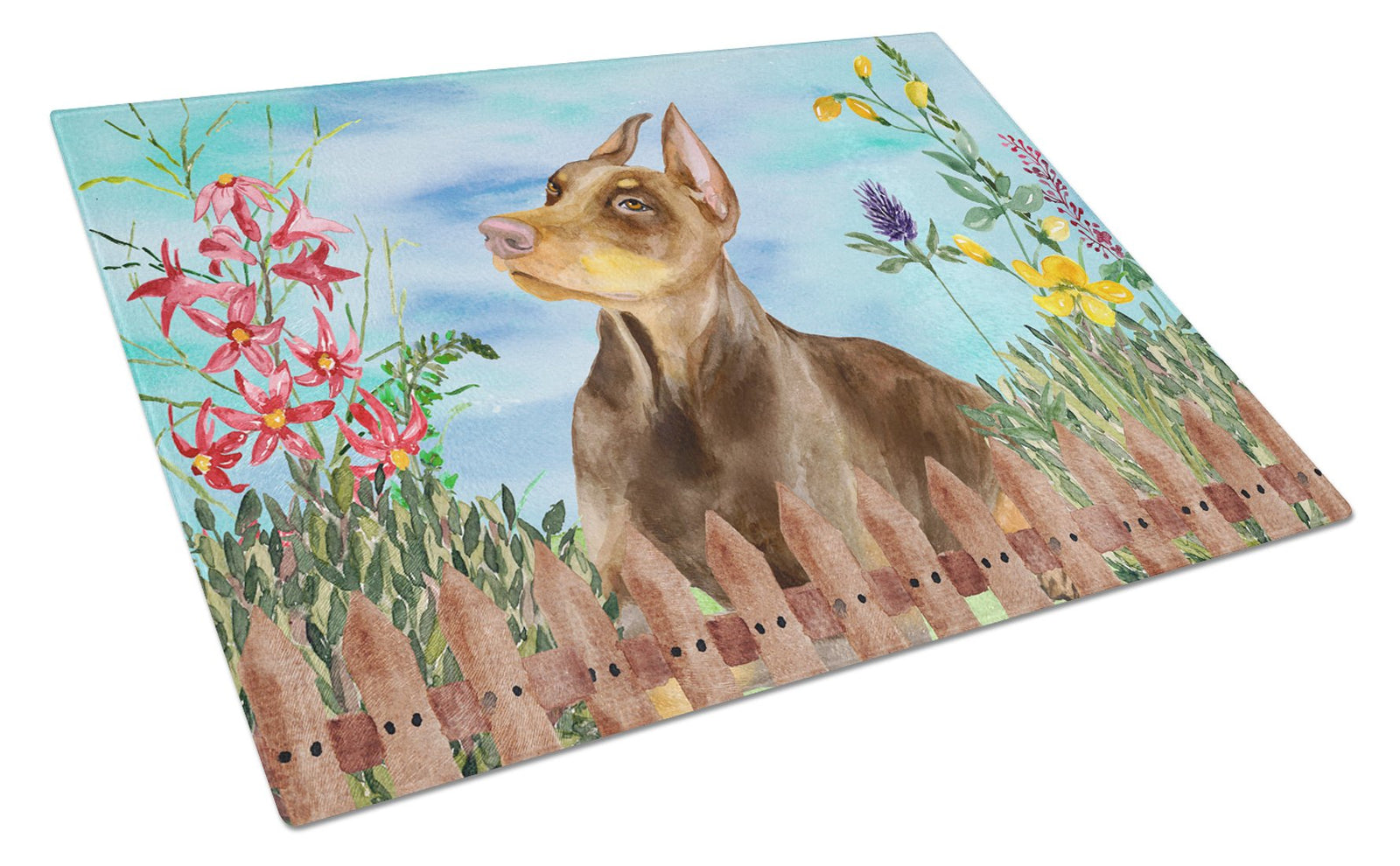 Doberman Pinscher Spring Glass Cutting Board Large CK1271LCB by Caroline's Treasures