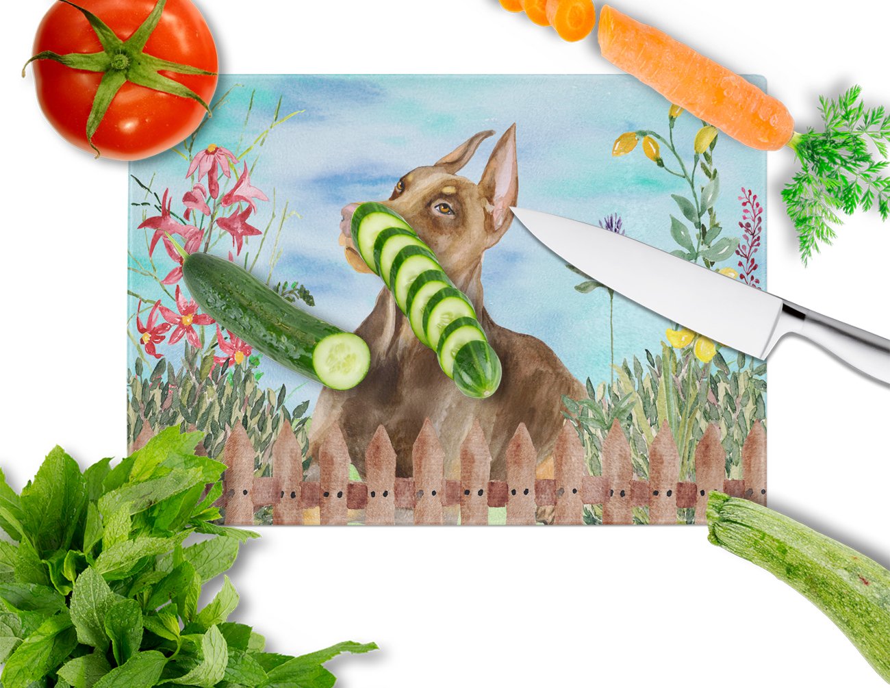 Doberman Pinscher Spring Glass Cutting Board Large CK1271LCB by Caroline's Treasures