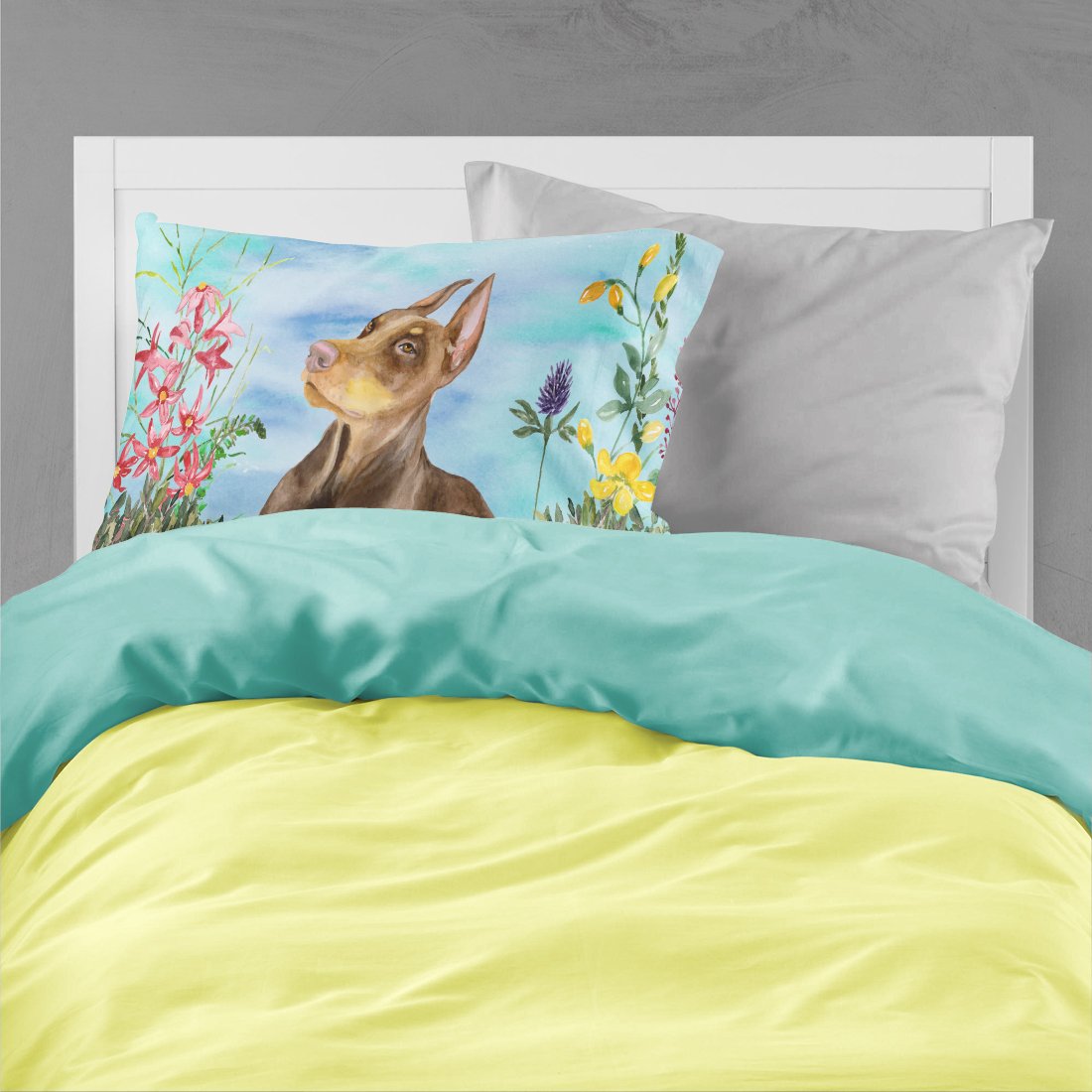 Doberman Pinscher Spring Fabric Standard Pillowcase CK1271PILLOWCASE by Caroline's Treasures