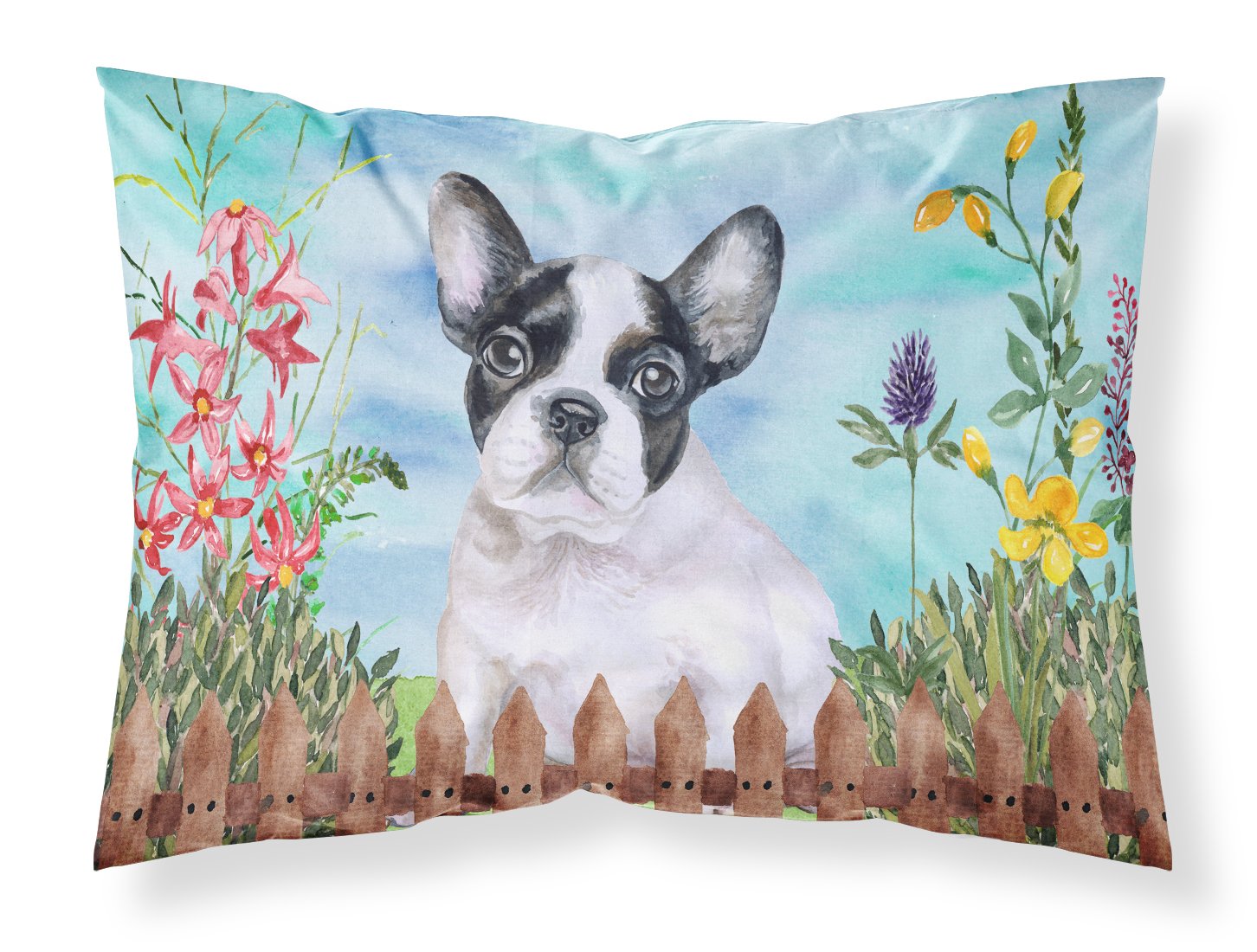 French Bulldog Black White Spring Fabric Standard Pillowcase CK1272PILLOWCASE by Caroline's Treasures