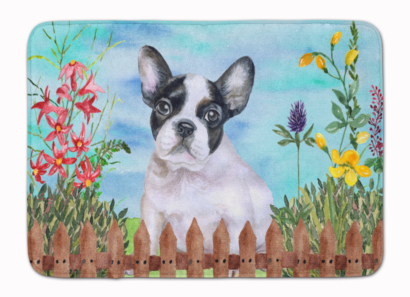 French Bulldog Black White Spring Machine Washable Memory Foam Mat CK1272RUG - the-store.com