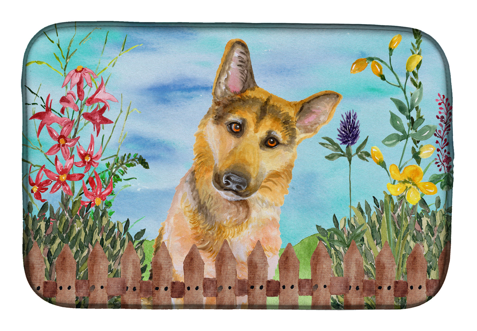 German Shepherd #2 Spring Dish Drying Mat CK1273DDM  the-store.com.