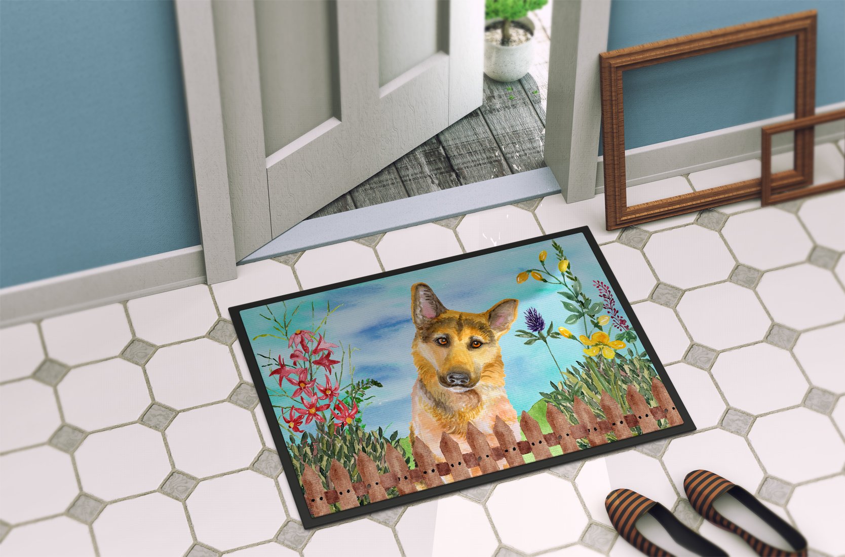 German Shepherd #2 Spring Indoor or Outdoor Mat 24x36 CK1273JMAT by Caroline's Treasures