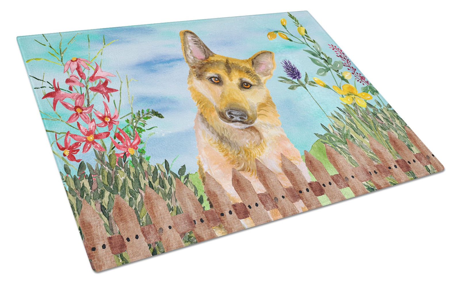 German Shepherd #2 Spring Glass Cutting Board Large CK1273LCB by Caroline's Treasures