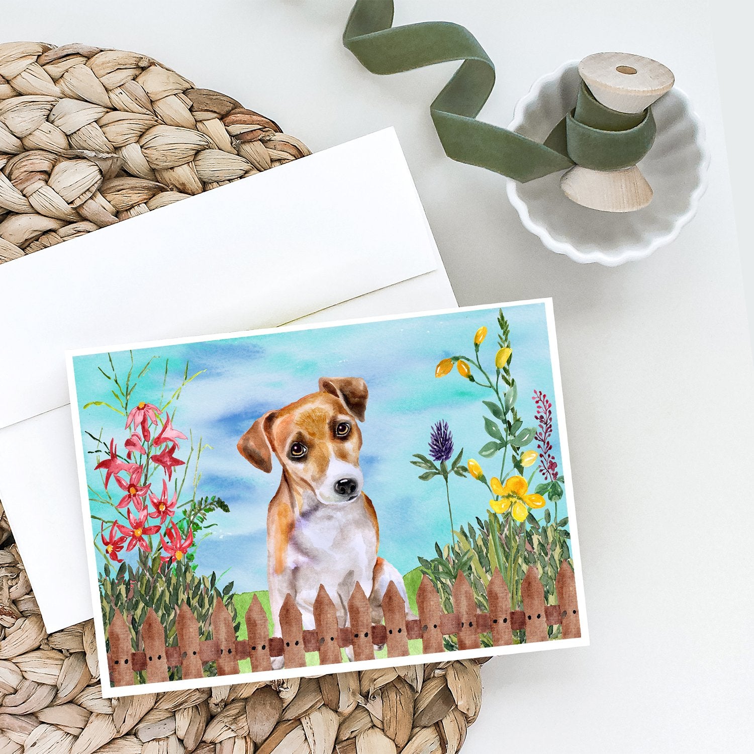 Jack Russell Terrier #2 Spring Greeting Cards and Envelopes Pack of 8 - the-store.com