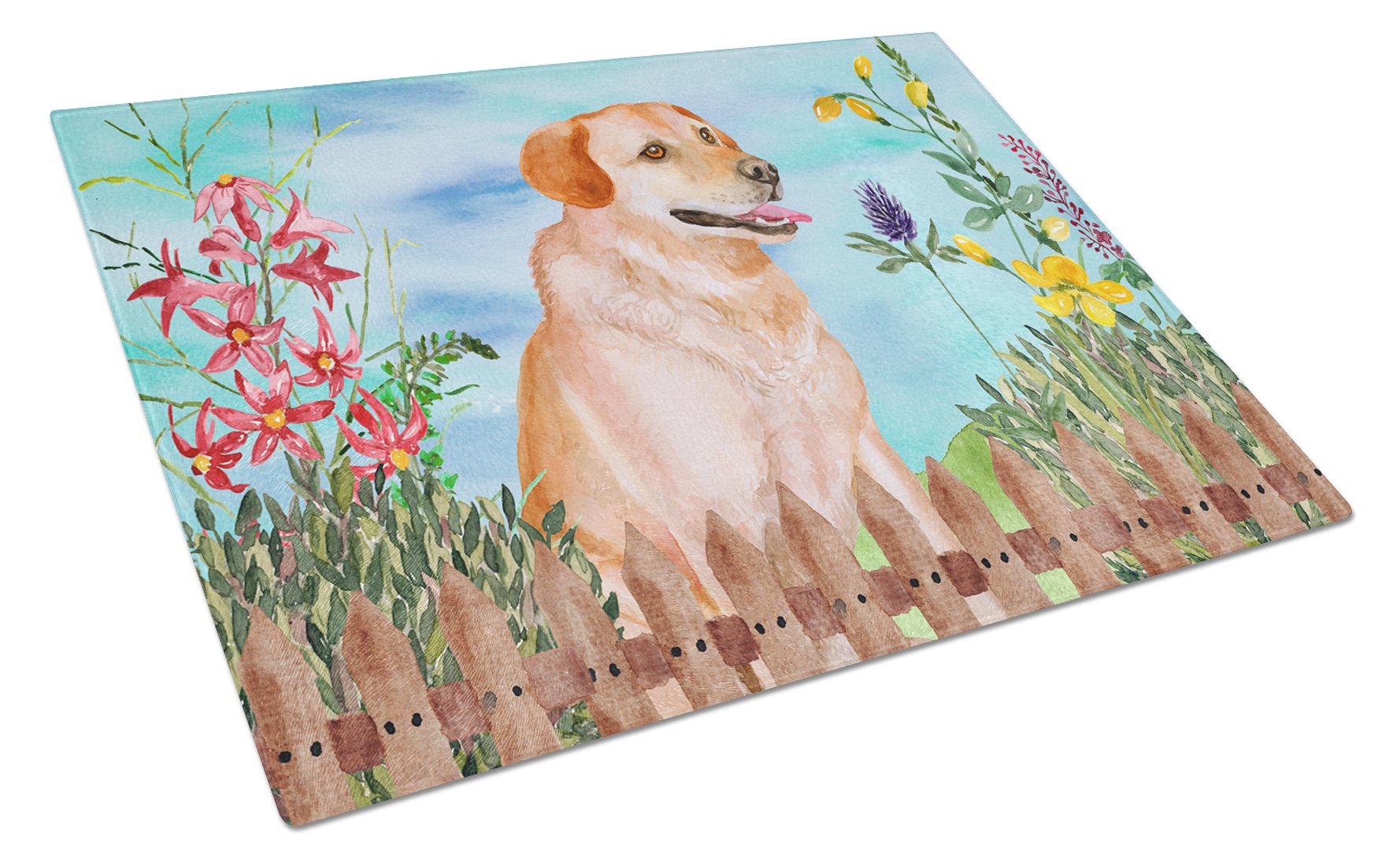 Labrador Retriever Spring Glass Cutting Board Large CK1276LCB by Caroline's Treasures