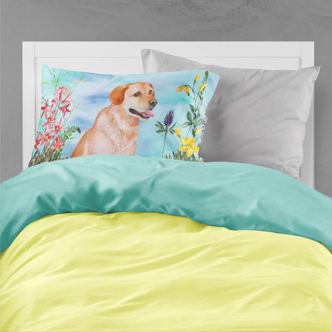 Labrador Retriever Spring Fabric Standard Pillowcase CK1276PILLOWCASE by Caroline's Treasures