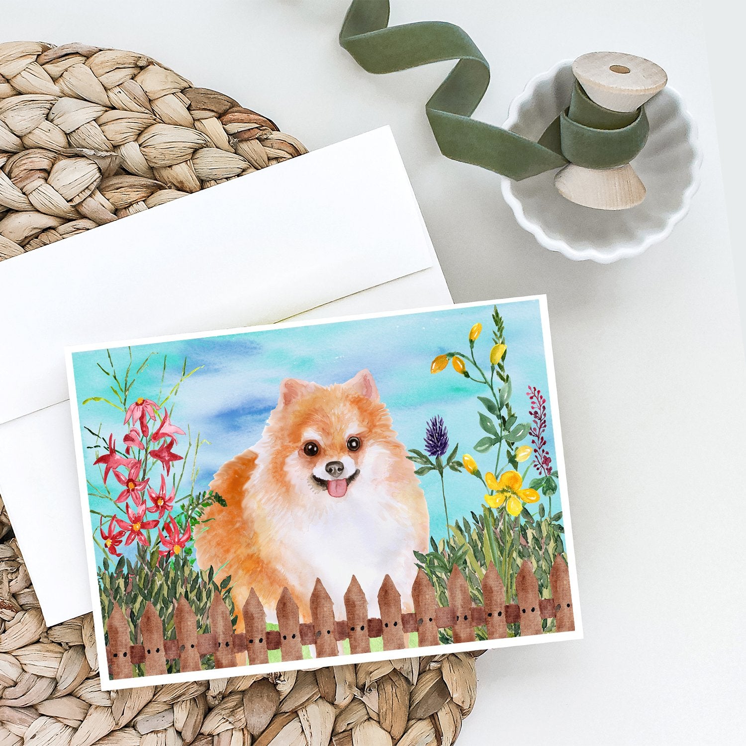 Buy this Pomeranian #2 Spring Greeting Cards and Envelopes Pack of 8